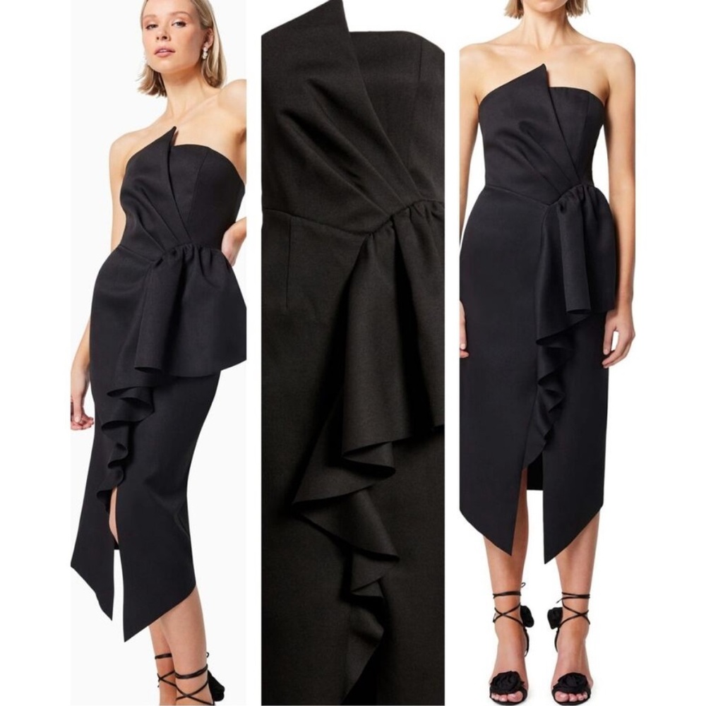 Elliat Reception Cascade Ruffle Strapless Cocktail Dress Whimsigoth Formal Large